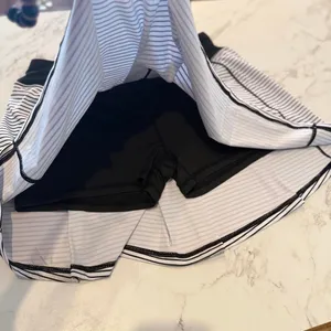 Kyodan Women's White + Black Striped Pleated Tennis Skirt Size P/S Fairy Core thumbnail 5