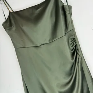 NWT Zara Green Satin Effect Midi Wrap Dress Sz Large Beaded Straps thumbnail 8