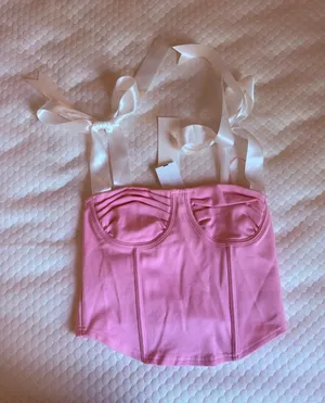 Pink Satin-Trim Bustier Crop Top - Women Intimates thumbnail 1