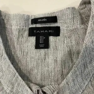 Tahari Gray 100% Linen Oversized Shirt Dolman Sleeve Top Women's Small Casual thumbnail 3