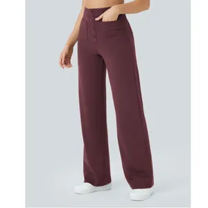 NWOT HALARA Daystretch High Waisted Pocket Straight Lwg Work Paints In Purple L thumbnail 3