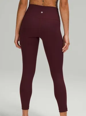 Lululemon Maroon Wunder Under Luon Leggings Size 6 thumbnail 1
