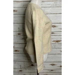J.Crew classic cream lambswool long sleeve w/ elbow patch V-neck sweater Medium thumbnail 6