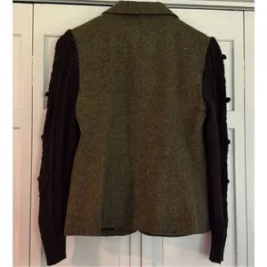 Kensie wool blend tweed popcorn knit sleeve blazer m thumbnail 11