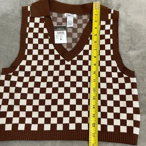 💜NWT RUE 21 Brown Checkered Sweater Vest, XL thumbnail 3
