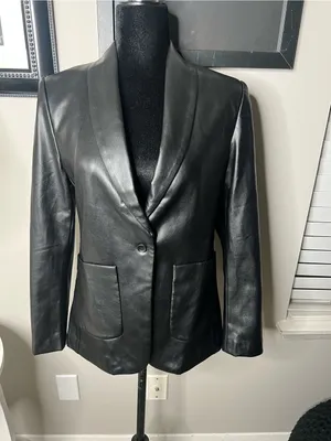 Elan classic faux leather blazer small‎ thumbnail 4