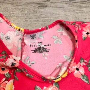 Bobbie Brooks‎ Pink Floral T-Shirt Dress Womens XL Short Sleeve Curved Hem thumbnail 3