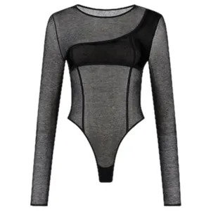 Gauge81 Feriz Womens Black Sheer Round Neck Long Sleeve Bodysuit Small ($355) thumbnail 7