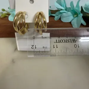 14 Gold Plated XP Womens Triple Layer Chunky Hoop Earrings‎ thumbnail 3