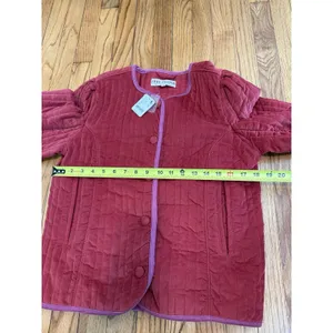 Free People NWT Natalia Sweet Heart Red Velvet Quilted‎ Cropped Boxy Jacket XS thumbnail 6