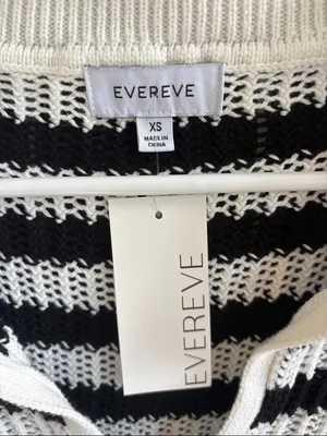 NWT EVEREVE Erica Pullover Striped Sweater Black White Generous XS thumbnail 4