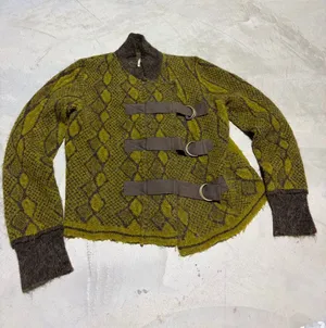 Free people Green and Brown wool alpaca Cardigan medium thumbnail 1