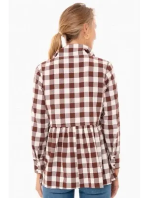 Tuckernuck Pomander Place Brown Gingham Scarlett Button Down Blouse XS thumbnail 6