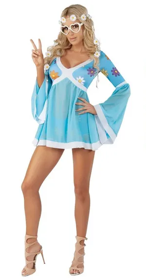 NEW Starline Flower Power Hippie Costume Size Large thumbnail 1
