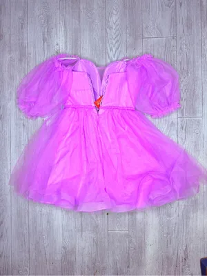 NWT heart neck line tulle puff sleeve purple baby doll dress corset back Lolita thumbnail 5