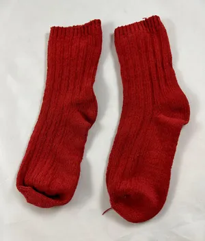 Short Red Ribbed Socks thumbnail 2