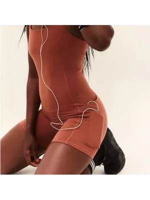 FP Movement by Free People Never Better Runsie Peach Pink Athletic Romper thumbnail 8