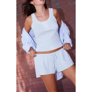 Brandy Melville John Galt Mary Lou Linen Shorts in Light Blue thumbnail 6