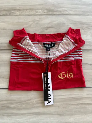 I AM GIA Blare Zip Up Boob Tube Top Red Medium NWT IN PACKAGE thumbnail 9