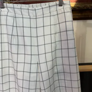 Skies Are Blue Windowpane Plaid Wide Leg Crop Pull On Pants Button Hem Sz S 💛🍄 thumbnail 4
