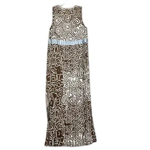Manila Grace Maxi Dress Size 40 US Small Pleated Geometric Split Hem Brown thumbnail 2