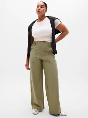 New Athleta 4 Skyline High Rise Wide Leg Pant Perennial Olive Size 4 Regular thumbnail 4