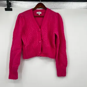 Paris Atelier &‎ Other Stories bright pink cable knit cardigan Wool Mohair small thumbnail 4