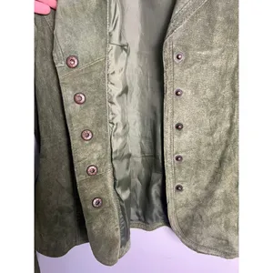 VTG Live A Little Green Suede Leather Jacket Wm MD Boho Y2K 90 Punk Gilmore Girl thumbnail 7