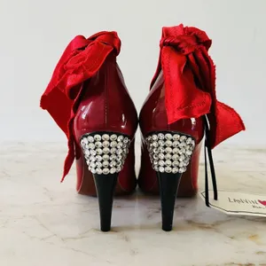 2010 LANVIN x H&M Red Patent Leather Ribbon Rhinestone Heel Pumps - EUR 37 /US 6 thumbnail 6