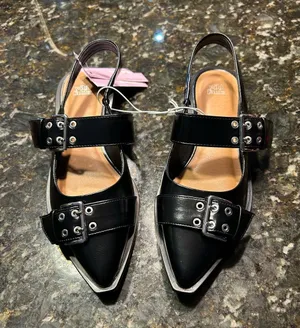 Size 8 Peyton Double Buckle black Slingback Flats by wild‎ fable alt punk rock thumbnail 1