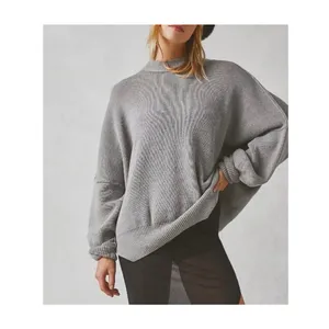 Free People Easy Street sweater women's M crew slouchy oversized rib knit tunic thumbnail 2