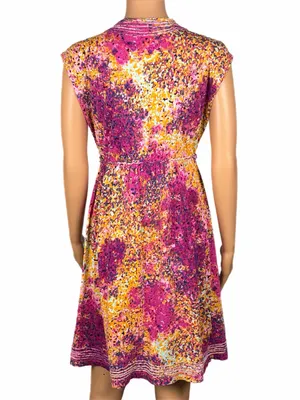 CALVIN KLEIN Fuchsia Multi Abstract Faux Wrap Fit & Flare Stretch Size 8 thumbnail 8