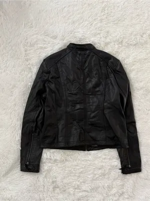 Black Rivet Womens Leather Jacket Size L Black Zip Biker Moto Fitted Outerwear thumbnail 6