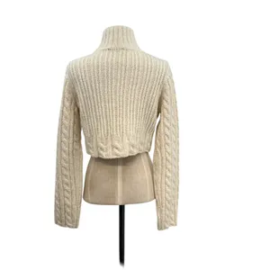 & Other Stories Cable Knit Sweater‎ Cropped Wool Blend Cream Ivory Size Small thumbnail 8