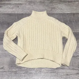 Kut From The Kloth Leona Ribbed Turtleneck Sweater Womens M Ivory Chunky Knit thumbnail 1