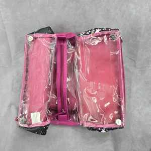 Tahari Purple Star Double Zipper Toiletries Snap‎ Makeup Cosmetics Bag thumbnail 6