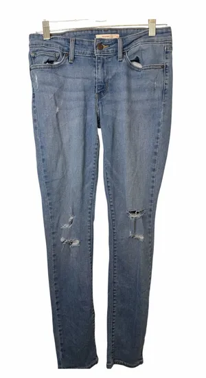 Levi's Light Blue Distressed 711 Skinny Jeans - Women's size 29 thumbnail 1