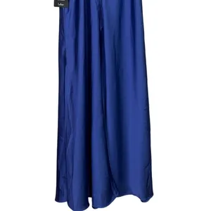 NWT Lulus Classic Elegance Satin Sleeveless Mock-Neck Slit Maxi Dress Large Blue thumbnail 8