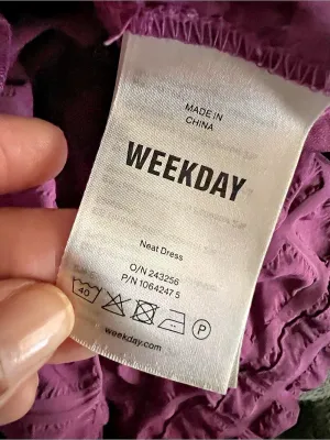 Weekday Purple Mini Dress Ruched M thumbnail 6