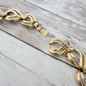 Vintage Necklace Statement Gold Tone Ornate Chunky thumbnail 6