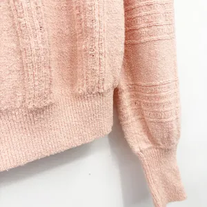 Meadow Rue Anthropologie Womens Peach Textured Boucle Boho Ribbed Sweater Size S thumbnail 3