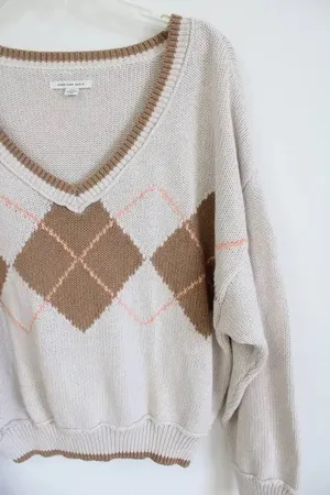 American Eagle Beige Argyle Knit Sweater | thumbnail 2