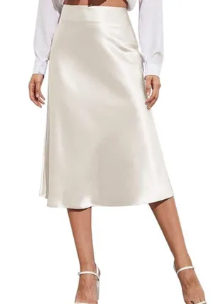 ZARA A-Line Midi Whit Skirt Size XS thumbnail 1