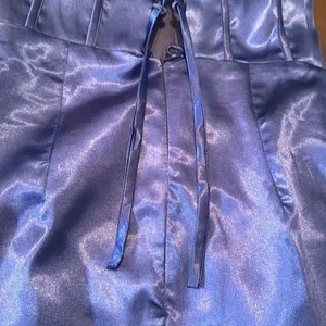 Women’s Blue Full Length Prom Dress CrissCross Straps Leg Slit Size 6 *READ thumbnail 13