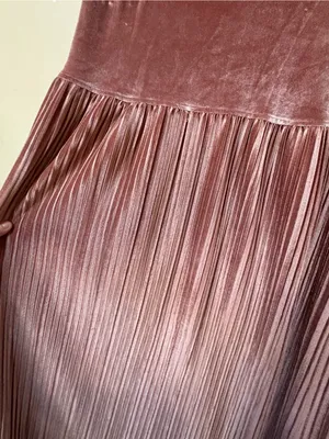 Hayden Dusty Rose Velvet Pleated Midi Dress L Cottagecore Romantic Prairie Boho thumbnail 4