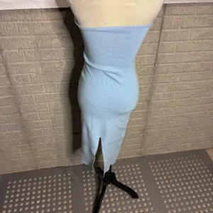 Lillusory Light Blue Strapless Ribbed Knit Twist Front Midi Dress LS048 Small thumbnail 6