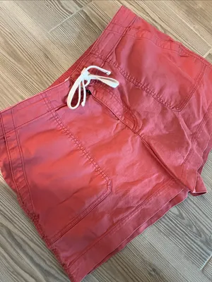 LOFT Cotton Cargo Utility Drawstring Shorts (Sz 14) Clay Salmon Coral thumbnail 4