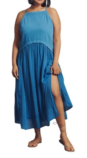 Anthropologie Pilcro Sleeveless Twofer Midi Dress Cornflower Blue M NWT thumbnail 1