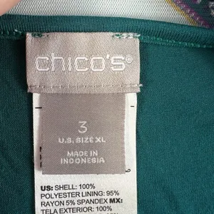 Chicos 3 US XL Overlay Tee Knit Top Multicolor Paisley 3/4 Sleeve Boho Layered‎ thumbnail 6