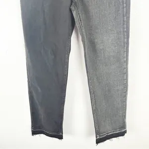 RISEN High Rise Crossover Released Frayed Hem Two Tone Black Wash Denim Jeans 25 thumbnail 12